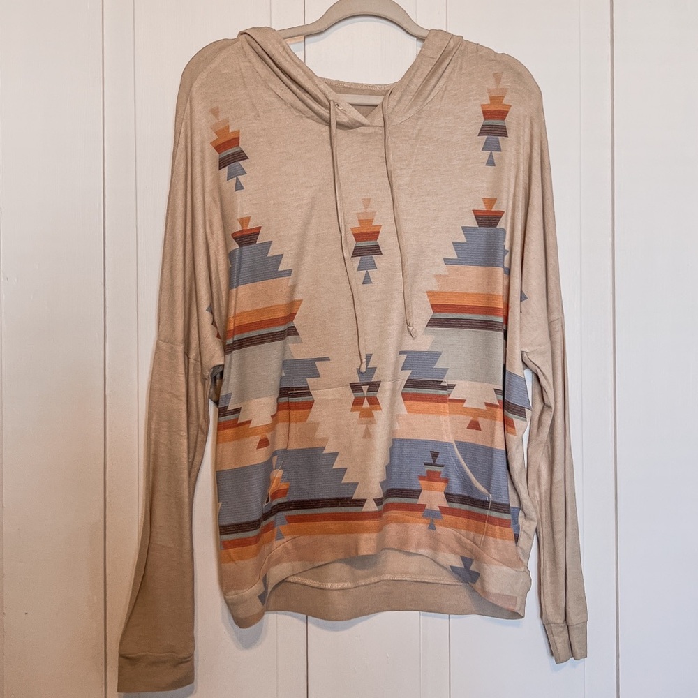 Lightweight Aztec Hooded Pullover